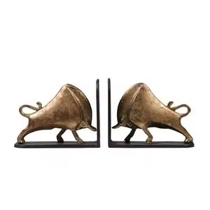 <b>Gold</b> Plated Pineapple Bookends 2Pcs Unique Style Casting Sculptural Metal Decorative Book Ends - Product Image 3