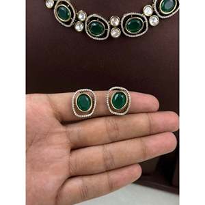 <b>Indian</b> Ethnic Nyra Premium Victorian Gold-Plated Steel Bridal Necklace & Earring Set - Product Image 3