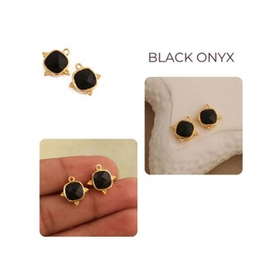 Wholesale <b>Cushion</b> Black Onyx Gemstones Handmade Gold Plated Bezel Set Charm Pendant - DIY Making Fashion Jewelry - Product Image 1