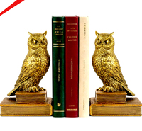 Porte-livres en métal doré antique en forme de hibou, décoration moderne pour bibliothèque, support de livres pour décoration de maison de luxe