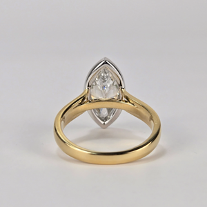 2 Ct 18k Yellow <b>Gold</b> Rhodium Plated E VS1 Marquise Lab Diamond Engagement Anniversary Luxury Tension Setting <b>Ring</b> - Product Image 4