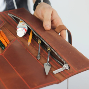 Premium quality leather <b>tool</b> <b>roll</b> organizer bags wholesale custom OEM supplier export portable storage for sale - Product Image 2
