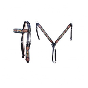 Ensemble de clous de cheval en cuir véritable de qualité supérieure selles de course anglaise occidentale licous de selle de baril compatibles entraînement de cheval - Product Image 1