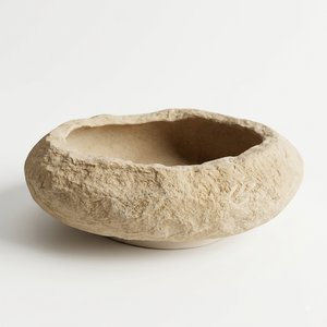 Handmade Paper Mache <b>White</b> Salad Fruit <b>Serving</b> <b>Bowl</b> Rustic Textured Deep Basin Decorative Centerpiece Tabletop - Product Image 3