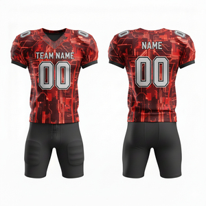 Uniforme de football américain personnalisé pour hommes adultes, vêtements de sport d'équipe personnalisés, 100% polyester, manches courtes, grande taille - Product Image 1
