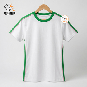 Vêtements grecs, t-shirt à col rond en coton 100% écologique, uni, manches courtes, coupe classique, bordure rose, vêtements décontractés Alpha Kapa - Product Image 6