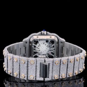 Reloj de Lujo con Caja de Diamantes, Esfera de Cristal de Zafiro y Moissanita Plateada, Movimiento de Cuarzo de 28 mm, Cierre Oculto para Hombre, Movimiento ETA, Día/ Fecha - Product Image 3