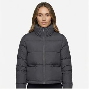 Mode féminine col haut fermeture éclair recadrée bouffant gilet veste manteau personnalisé hommes mode bouffant veste personnalisée - Product Image 1