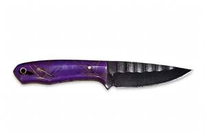 Cuchillo de Cocina Artesanal de Acero al Carbono Forjado con Mango de Resina Morada Marmoleada - Product Image 6