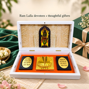 Set de Regalo Ram Lalla Charan Paduka, Mini Templo de Cuarzo con Relieve Tallado, Decoración Religiosa para el Hogar - Product Image 5
