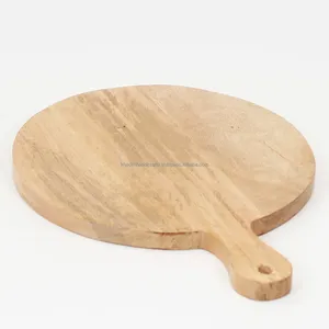 Eco Chef Gourmet ardoise fine en bois de manguier avec finition naturelle, planche à découper de forme ronde pour la cuisine et les légumes - Product Image 1