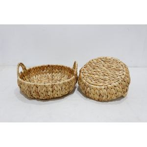 Plateau de service rond en rotin avec poignées, plateau décoratif en bambou pour table basse et cuisine, qualité supérieure, en surplus de stock - Product Image 3