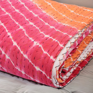 ผ้าห่มคันธาออร์แกนิคหลากสี ทำมือ ผ้าฝ้ายธรรมชาติ ใช้ได้ทุกฤดู แบบสองด้าน ใช้ได้ทั้งห้องนอน ห้องนั่งเล่น โรงแรม เหมาะสำหรับเทศกาลคริสต์มาส - Product Image 1