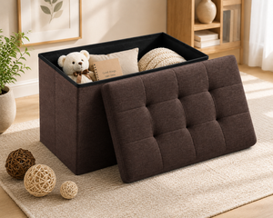 Otomana de Almacenamiento de Tela de Lujo, Banco Acolchado para Sala de Estar, Muebles para el Hogar - Product Image 4