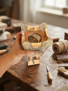 Brûleur d'encens Bakhoor en bois et résine fait main, support décoratif d'aromathérapie, décoration d'intérieur, cadeau - Product Image 4