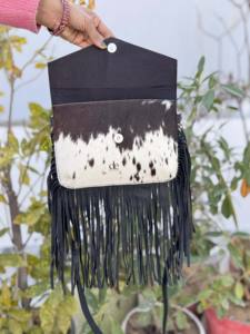 Nouveauté : Sac à franges en cuir de vachette véritable, sac bandoulière en cuir travaillé à la main, sac bohème gypsy fait main, sacs multi-usages - Product Image 3