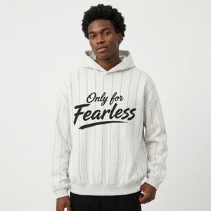 <b>Only</b> For Fearless Striped Hoodie <b>Men's</b> Cotton Polyester Blend Casual Hooded Sweatshirt Regular Fit Front Print Autumn Wear - Product Image 1