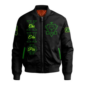 เสื้อแจ็คเก็ตบอมเบอร์สีเขียวสำหรับผู้ชาย ยี่ห้อ Chi Eta Phi พร้อมตัวอักษรสีเหลืองและหมายเลข 32 ลายพิมพ์ Service For Humanity ซิปด้านหน้า สไตล์ลำลอง - Product Image 5
