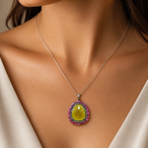 Pendentif en argent sterling 925 avec tourmaline jaune naturelle, pierre taillée en facettes, bijou artisanal en pierres précieuses - Product Image 1