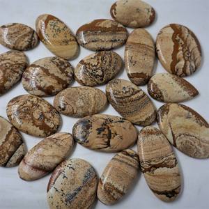 Natural Picture Jasper Cabochons Oval and Teardrop Shapes Polished Loose Gemstones for DIY Jewelry Making Wholesale Bulk Lot - Product Image 2
