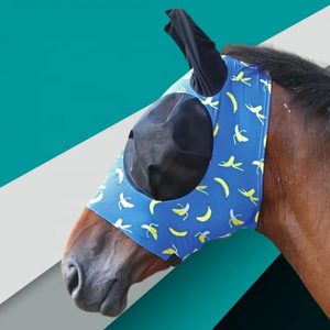 Masque anti-mouches de luxe Ultra Shield à longues oreilles, protection premium, taille personnalisable, design en maille polyester pour l'équitation de course et l'entraînement des chevaux - Product Image 6