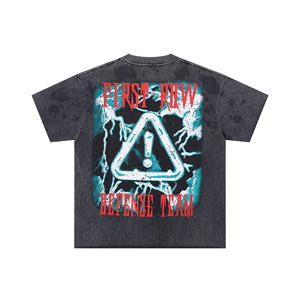 First Row Streetwear 260g Heavyweight Cotton T-shirt Oversized High Street Style Vintage Wash Custom Print in Stock Wholesale - Product Image 1