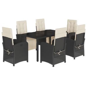 Set da Pranzo da Giardino in Rattan Nero per 6 Persone, Resistente alle Intemperie, Arredamento da Esterno in Stile Contemporaneo - Product Image 2
