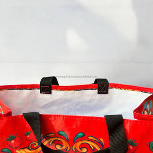 Bolsa de asas tejida de PP laminada mate reutilizable ecológica con logotipo personalizado, bolsa de compras para supermercado - Product Image 2