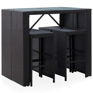 5 pezzi in Rattan e vetro nero Patio Bar Set eleganti mobili da esterno - Product Image 2