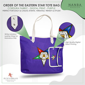 Sac fourre-tout imperméable violet avec broderie étoile orientale maçonnique et fermeture éclair |   Sac de shopping unisexe pour l'extérieur - Product Image 4