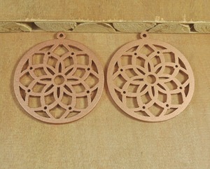 Wooden <b>Copper</b> Mandala <b>Ornament</b> Round Decorative Earrings Piece - Product Image 6