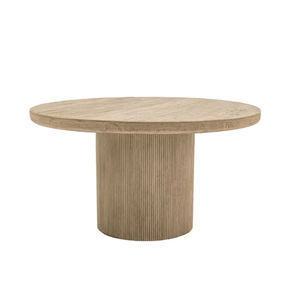 Mesa de Comedor Redonda Raka de Madera de Teca Sólida, Duradera, Moderna y de Lujo, con Patas de Listones Cilíndricos, Muebles para una Elegante Cocina, Comedor o Sala de Estar - Product Image 1