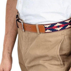 Custom Polo Belt With Aztec Pattern Brown Leather And Silver Buckle - Product Image 2