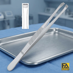 Pinces à tissus Najmmy Lerche 5x6 dents, instrument chirurgical pour chirurgie générale, certifié CE Classe I, manuel - Product Image 3