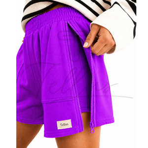 Top Quality Women's Solid Color Knitted Shorts Mid Waist Elastic Waist Regular Fit Casual Style Breathable Cotton Sweat Shorts - Product Image 6