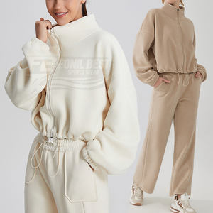 Conjunto de 2 Piezas de Chaqueta y Pantalones Deportivos de Forro Polar para Invierno, Transpirable, para Fitness, Yoga, al Aire Libre, Resistente al Viento, para Mujer - Product Image 1