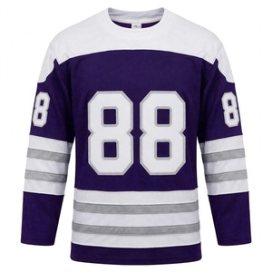 Maillot de hockey sur glace personnalisé pour hommes, sublimation, violet et blanc, entraînement, pratique, pull-over, uniforme d'équipe, respirant, lourd, vêtements de sport - Product Image 2