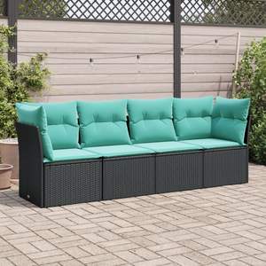 Conjunto de Sofás Grandes para Jardín en Ratán PE Negro con Acero con Recubrimiento en Polvo, Muebles de Exterior Premium - Product Image 1