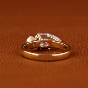Anillo de compromiso con diamante talla pera cultivado en laboratorio, oro amarillo macizo de 14k, color EF, joyería personalizable, certificado IGI - Product Image 5