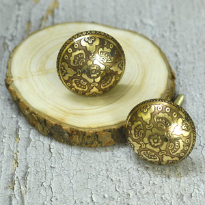 <b>Rustic</b> Metal Craft Cabinet Knob Floral Engraved Traditional Feng Shui Modern Drawer Pull Handle for <b>Wardrobe</b> and Furniture - Product Image 4