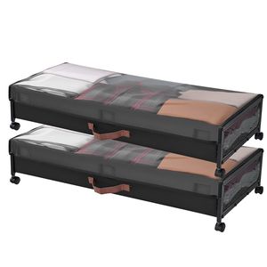 Contenitore Sottolletto con Coperchio Trasparente, Organizer per Scarpe con Ruote da 7,3 Pollici, 36,0 x 18,1 x 7,3 Pollici, Contenitore Sottolletto con Ruote - Product Image 1