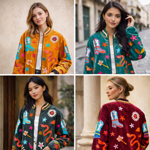 Wholesale Velvet <b>Jacket</b> Women Sujani Hand Embroidery Bohemian Fashion Autumn Winter Coat Cotton Lining - Product Image 6