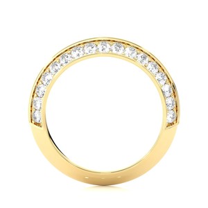 Bague de mariage classique unisexe en or massif 18 carats avec diamant rond taille brillant - Product Image 1