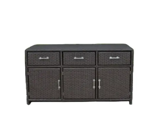 Poly rattan outdoor barbecue durable bar cabinet furniture Trendy Design PE Rattan Wicker Cabinet for Storage