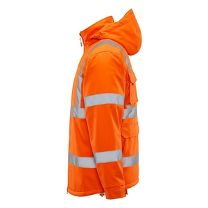 Veste de sécurité réfléchissante orange classe 2 haute visibilité imperméable en polyester avec logo personnalisé à LED - Product Image 4