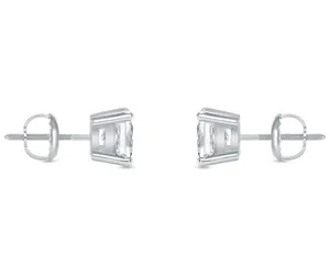 ต่างหูเพชรแท้ทรงเจ้าหญิง 2 กะรัต สำหรับผู้หญิง ทองคำขาว 14K - Product Image 2