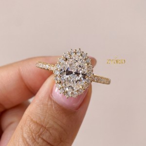 Fine Jewelry Lab Grown Oval Cut Diamond Engagement Ring Pave Trendy Gold 14K/18K VS Bridal Wedding Anniversary Party Proposal - Product Image 1
