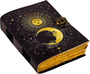Journal en cuir rigide Soleil et Lune, Grimoire des Phases, Livre de sorts, Journal des Ombres, Papier vintage à bords festonnés antique - Product Image 2