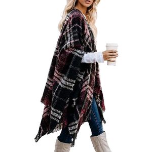 Plaid Tassel Shawl Scarf Long <b>Knit</b> <b>Throw</b> Blanket for Women Winter Casual Home Outdoor - Product Image 3