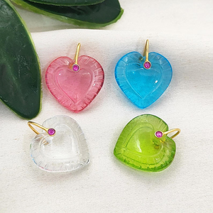 20mm Heart Shape Gemstone Carving Bezel Pendant Gold Plated Jewelry Making Pendant Gemstone Heart Carving Pendants Suppliers - Product Image 1